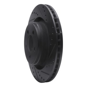 Jeep Liberty Brake Rotor (1) - Front Right - R1 Concepts - Drilled & Slotted - Black - `11-`12
